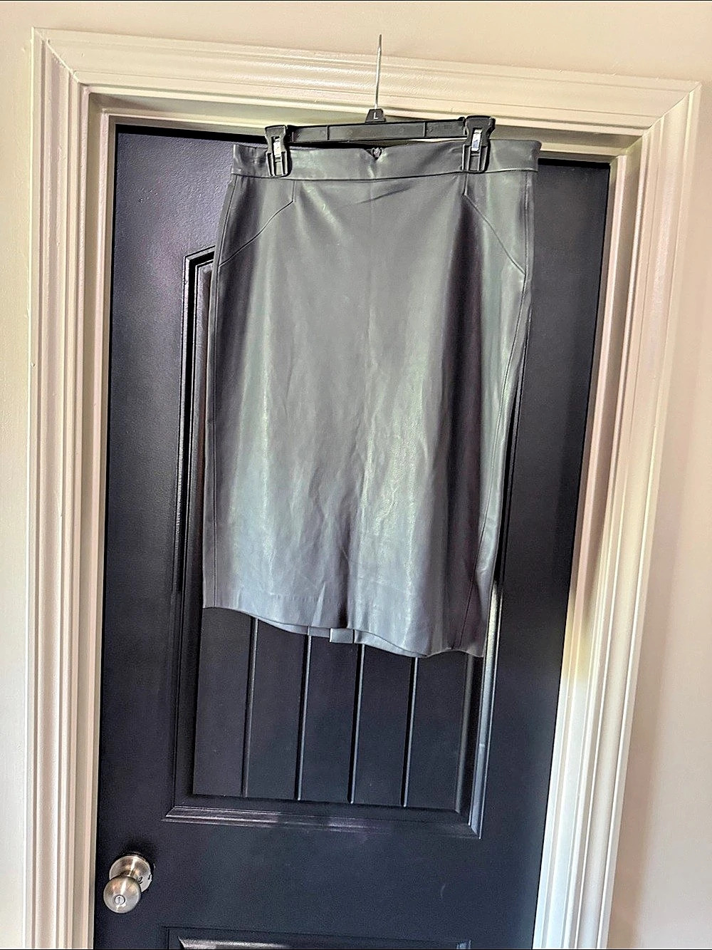 Faux Leather Mini Skirt in Gray Like New